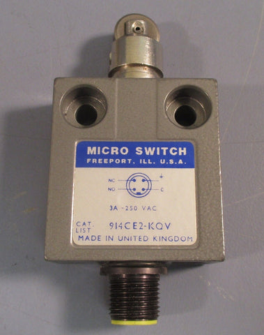 Micro Switch 914CE2-KQV 3A-250 VAC with 4 Pin Connector Used