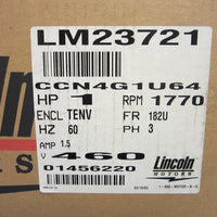 Lincoln Motors Automotive Duty 3 Ph. 1 HP Motor 1770 RPM AVC CCN4G1U64 L LM23721