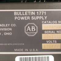 AllenBradley Bulletin 1771P2 Power Supply 120 or 220/240 VAC Series A Used