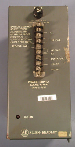 Allen-Bradley 1771-P2 Bulletin Power Supply 120-220/240 VAC Used