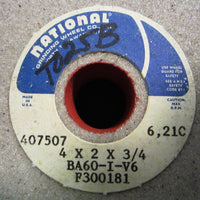 National 4" x 2" x 3/4" Grinding Wheel BA60IV6, 6210 rpm max, 60 grit, NWOB