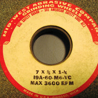 Mid-West 19A-60-M6-VC 7" x 3/8" x 1 1/4" Grinding Wheel 3600 max RPM