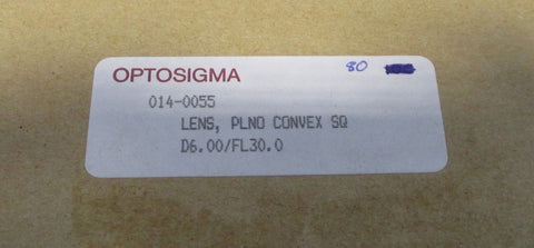 Box of 80 Opto Sigma Plano Convex Optical Lens 6mm/30FL New