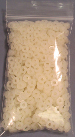 Bag of 1000+ Nylon Washers 0.119In ID, 0.282In OD, 0.052In Width