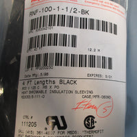 Lot 4 Raychem RNF10011/2BK, 4FT Lenghts Black Shrinkable Insulation Sleeve