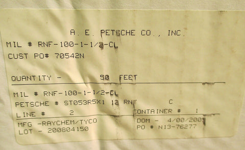 50ft A.E. Petsche RNF-100-1-1/2-CL, 1.5" Clear Polyolefin 2:1 Heat Shrink New