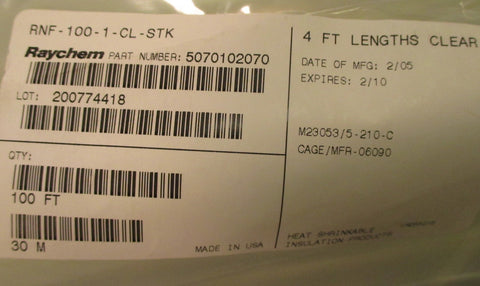 Raychem RNF1001CLSTK Heat Shrink Tube Bag of 25, 4ft Sections