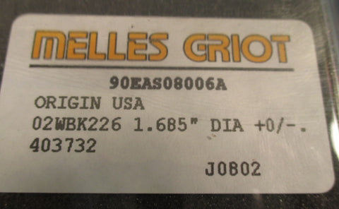 Melles Griot 02WBK226 / 90EAS08006A 1.685" DIA.  0.4" Thick BK7 Window Round New