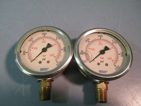 WIKA Industrial Pressure Gauge 6000 psi Range Liquid Filled Lot of Two 9748207