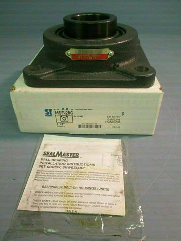 Seal Master 4 Bolt Flange Bearing w/ Ball Bearing Insert MSF-28C 1-3/4"