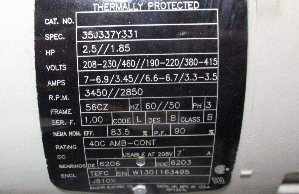 Gast Regenair R5325A2 Regenerative Blower 160 CFM w/ Baldor 3 Ph, 2.5 eTech Surplus