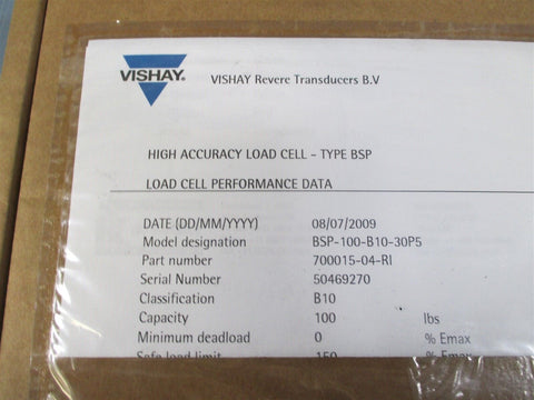 Vishay BSP-100-B10-30P5 Revere Transducer Load Cell - New