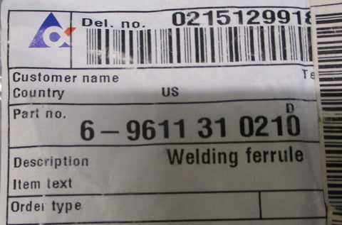 (Lot of 4) Tetra Pak 6-9611-31-0210 Welding Ferrule 1-15/16"Bore 7/8"W 2-1/2"OD