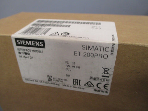 SIEMENS SIMATIC ET 200PRO INTERFACE MODULE 6ES7 154-1AA01-0AB0 SEALED