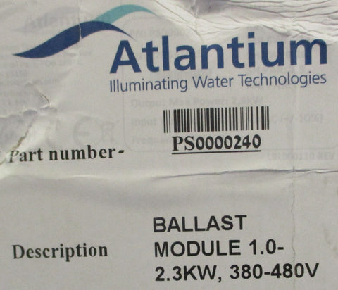 Atlantium PS0000240 Ballast Module 1.0-2.3KW, 380-480VAC, Rev: 2.4.4 50/60HZ