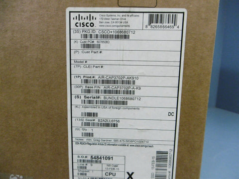 CISCO Aironet Wireless Access Point AIR-CAP3702P-A-K9 Dual Band Sealed LOT OF 10