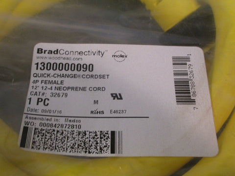 BRAD CONNECTIVITY 1300000090 QUICK-CHANGE CORDSET CAT# 32679