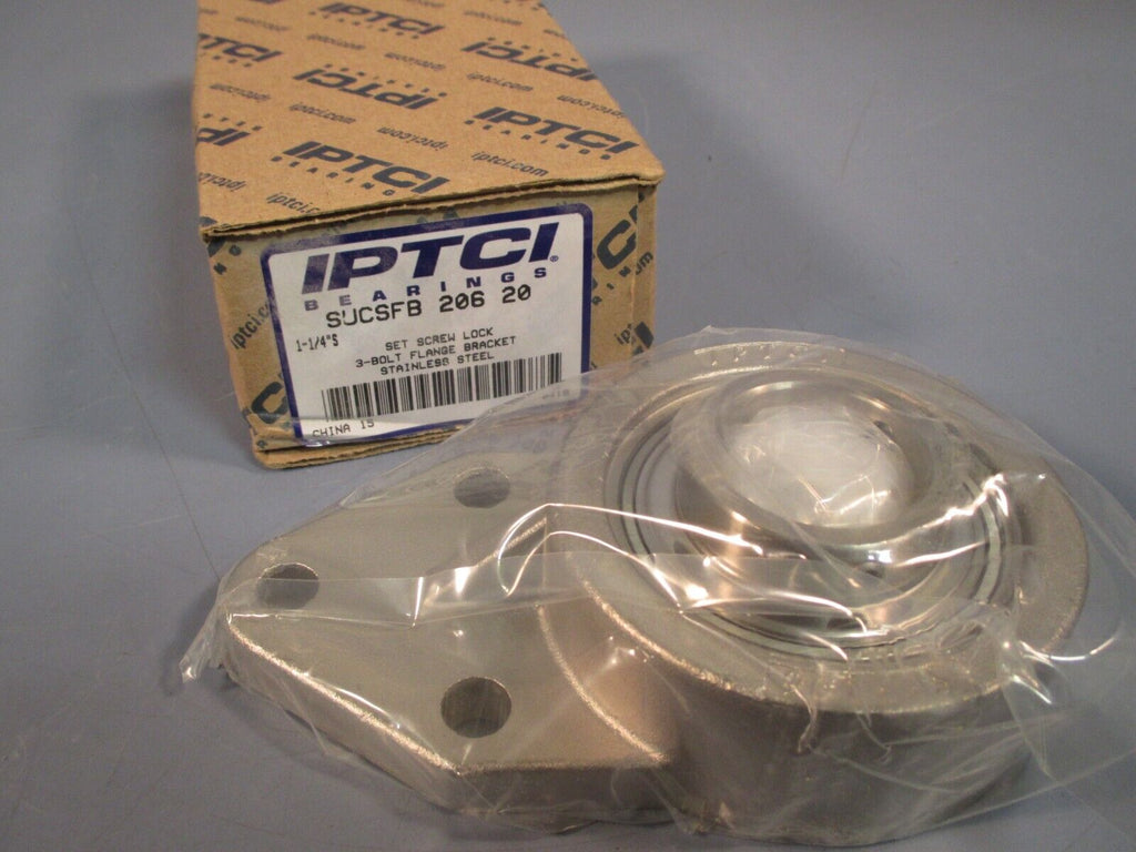 IPTCI BEARINGS Stainless Steel 11/4"S 3Bolt Flange Bracket SUCSFB206