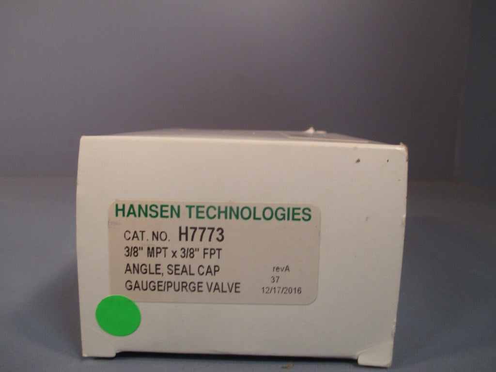 Hansen Technologies 3/8" MPTxFPT Angle, Seal Cap Gauge/Purge Valve H77