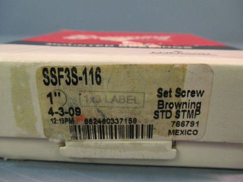 Browning 3 Bolt Ball Bearing Flange Block SSF3S-116 1" Dia Shaft Set Screw