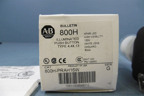 NIB Allen Bradley 800H-PRAH16W Illuminated Push Button 4 4X 13