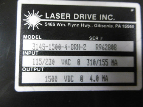 Used Laser Drive Inc 3145-1500-4-BRH-2 115/250VAC 1500VDC Laser Driver