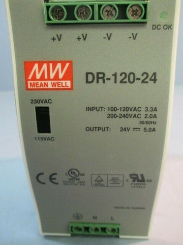 Mean Well MW DR-120-24 AC-DC Power Supply 100-120VAC 200-240VAC