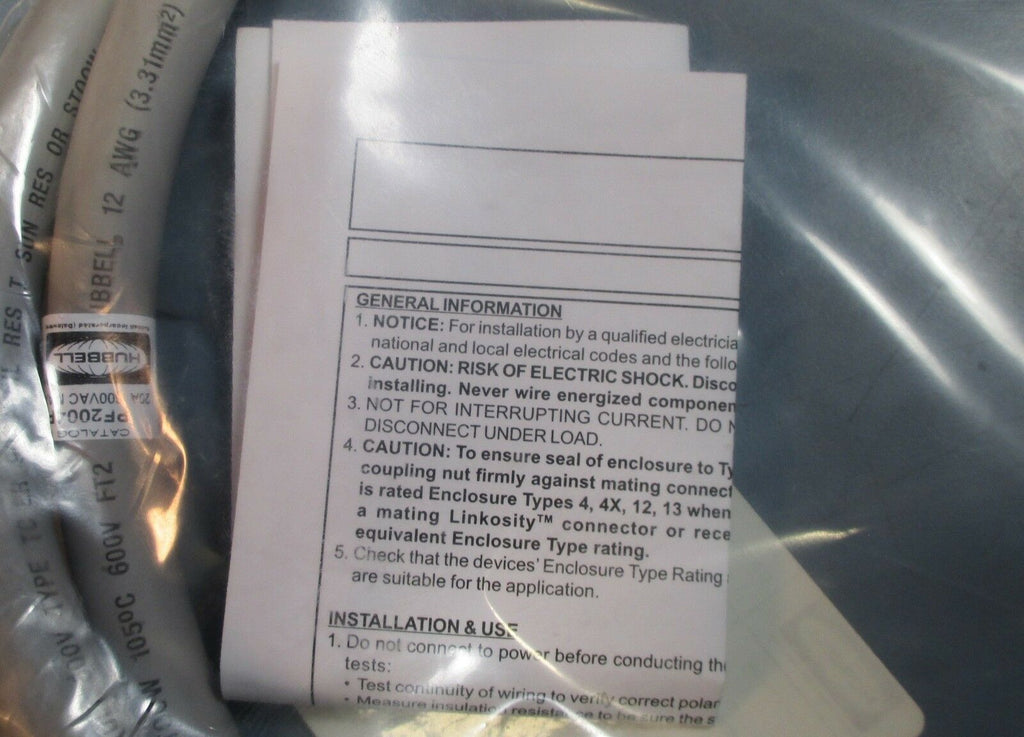 Hubbell PF2004PA005 Linkosity Female Cable Assembly 5' 20A 600VAC 4 Po