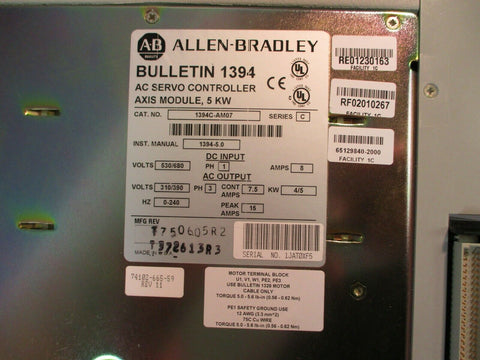 Allen-Bradley AC Servo Controller Axis Module 1394-AM07, 5kW