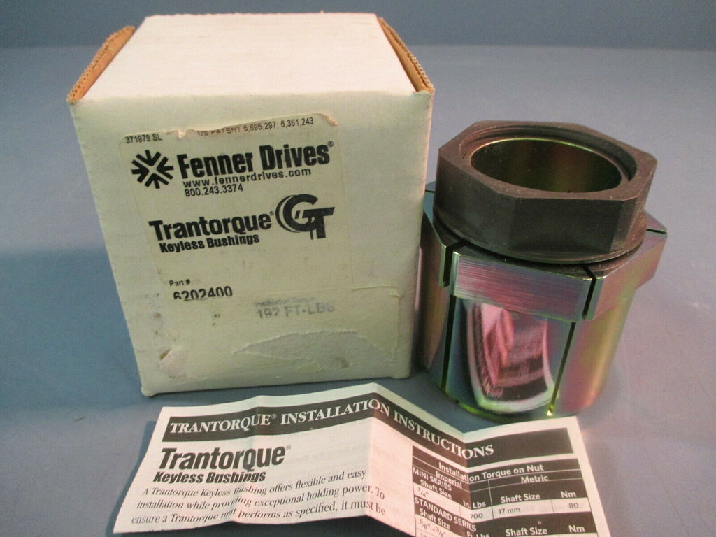 Fenner Drives Trantorque Keyless Bushings 6202400A 1 /2" 2-3/8 IN OD 192 FT-LBS