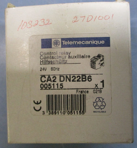 Telemecanique CA2DN22B6 Control Relay 24V 60Hz 005115 600VAC Max CA2 DN22B6
