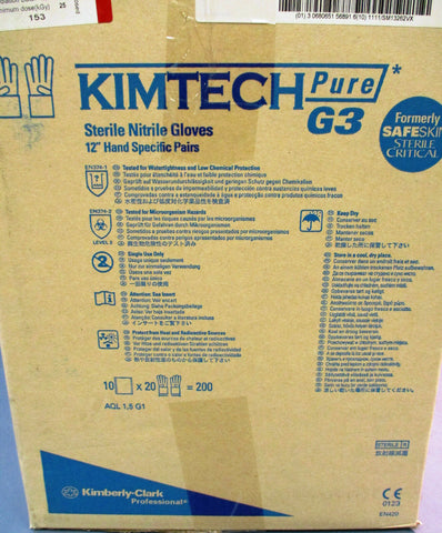 Kimberly-Clark Kimtech Pure*G3 Gloves Size 7.5 HC61175 NEW