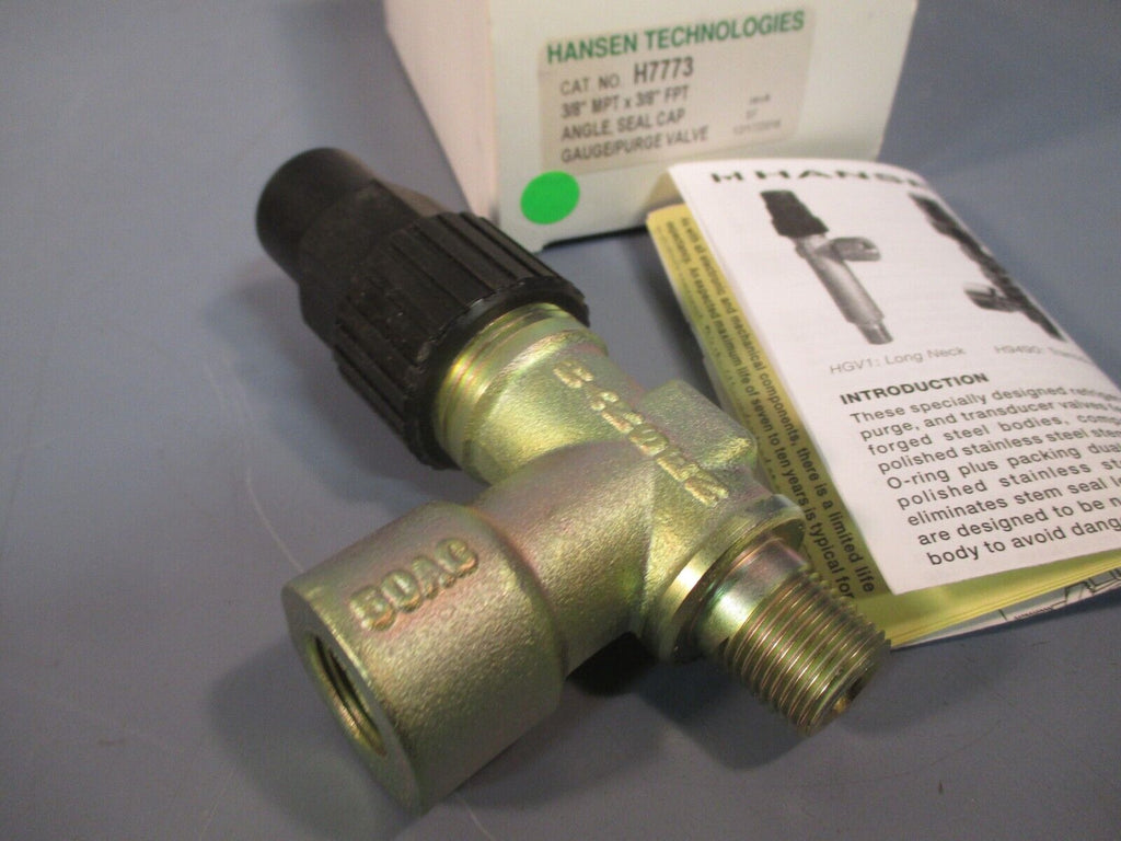 Hansen Technologies 3/8" MPTxFPT Angle, Seal Cap Gauge/Purge Valve H77