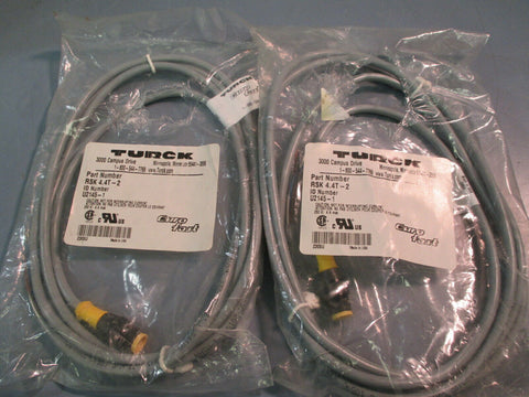 Turck Eurofast Cable RSK 4.4T-2 4 Pin Male/Female U2145-1 Lot of Two