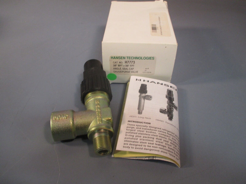 Hansen Technologies 3/8" MPTxFPT Angle, Seal Cap Gauge/Purge Valve H77