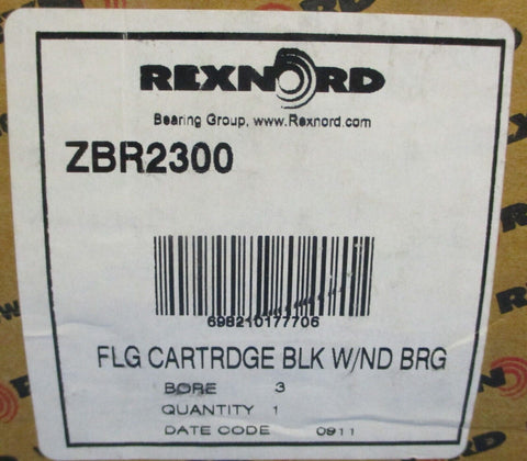 Rexnord ZBR2300 Spherical Roller 4 Bolt Flange Mount Bearing 3" Bore