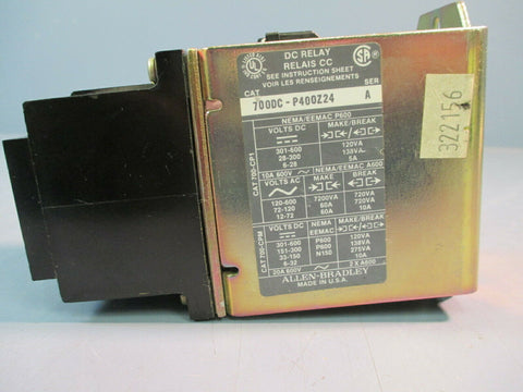 Allen Bradley Drive Control Relay 700DC-P400Z24 Ser A