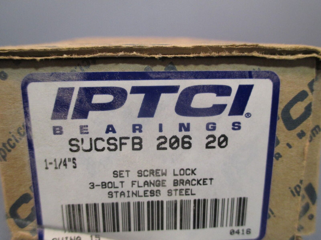 IPTCI BEARINGS Stainless Steel 11/4"S 3Bolt Flange Bracket SUCSFB206