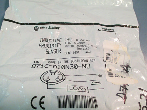 ALLEN BRADLEY INDUCTIVE PROXIMITY SENSOR 871C-A10N30-N3 SERIES A