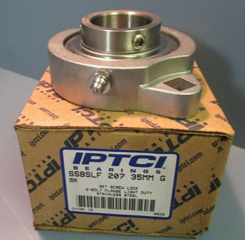 IPTCI 2 Bolt Flange Block Bearing Stainless Steel SSBSLF 207 35MM G Set Screw