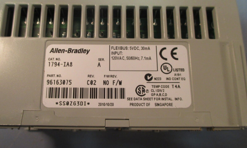 Allen Bradley 1794IA8 120VAC Input Module Flex I/O Series A, Rev. C02