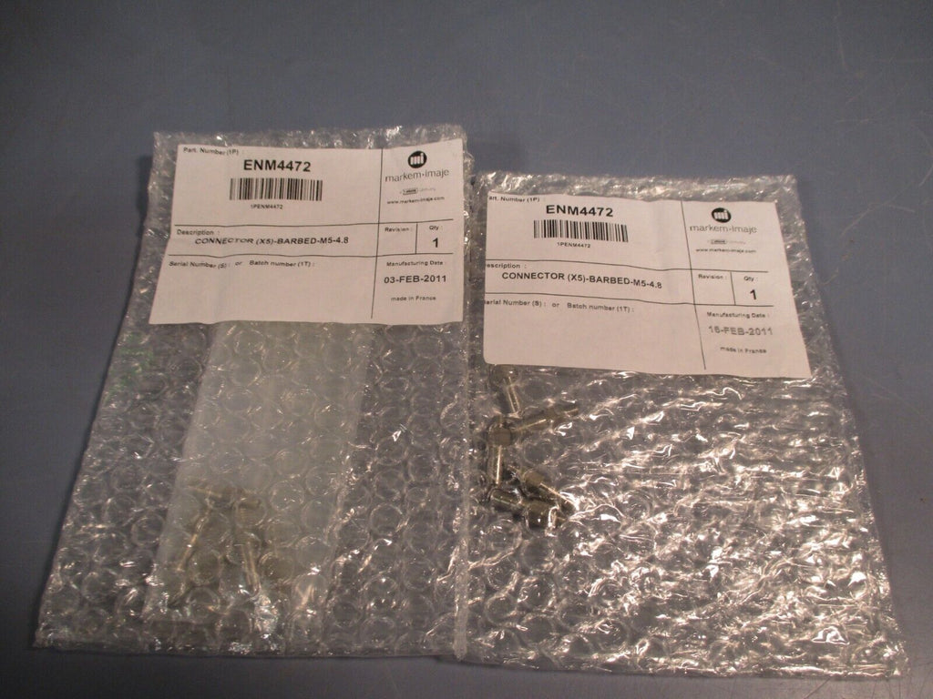 LOT OF 2 MARKEM IMAJE CONNECTOR (X5)-BARBED-M5-4.8 ENM4472 | eTech Surplus