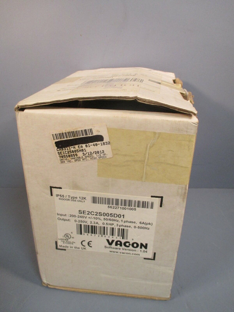 VACON X Series SE2 Variable Speed Drive 0.5HP, 1PH IP55/Type 12K SE2C2 ...