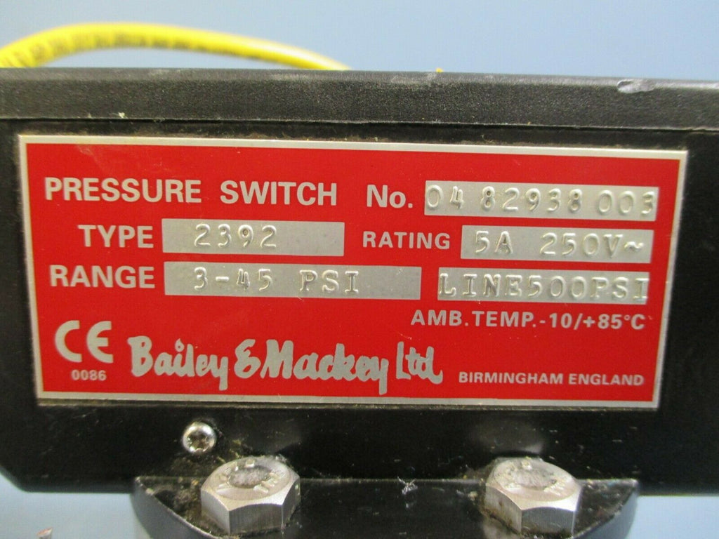 Bailey & Mackey Pressure Switch 345 PSI 2392 eTech Surplus