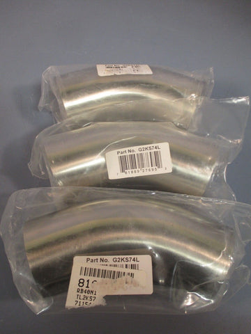 Lot of 3 2-1/2 in. Stainless Steel Long Radius 45 Degree Elbow G2KS74L