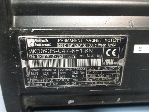 REXROTH INDRAMAT PERMANENT MAGNET MOTOR MKD090B-047-KP1-KN