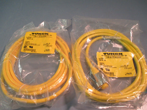 TURCK MINI-FAST ELECTRICAL CORDSET RKM 30-3M PLC U2027-3 LOT OF TWO