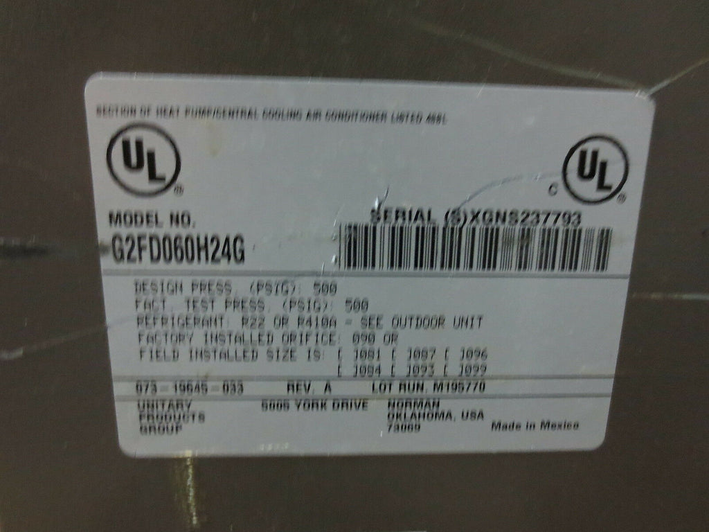 Unitary Products Group GF2060H24G 500 PSIG Full Cased ACoil eTech