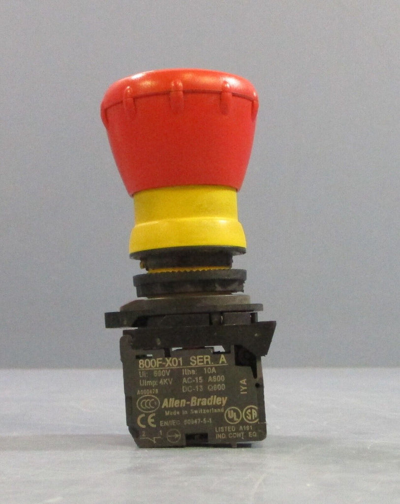 Allen Bradley 800FX01 Ser A Red Emergency Stop Push Button 690V 10A