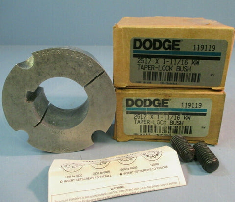 DODGE KW TAPER-LOCK BUSH 2517 X 1-11/16 119119 LOT OF TWO